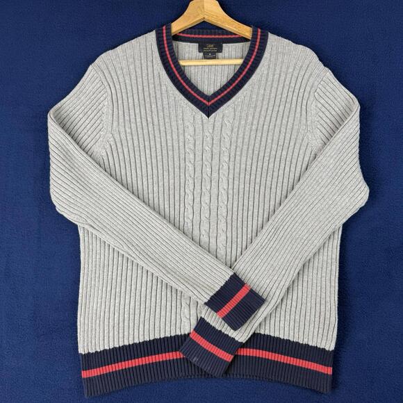 Brooks Brothers Other - Brooks Brothers 346 Supima Cotton Sweater Mens M Gray V-Neck Stripe Ivy Preppy